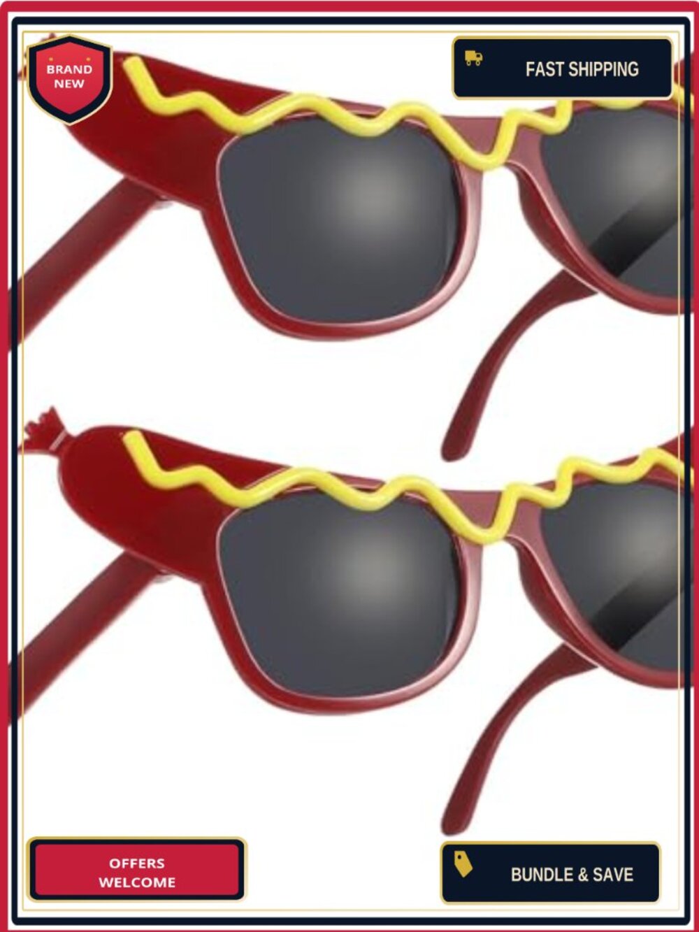 2Pcs Hot Dog Novelty Party Sunglasses Funny Eyeglasses for Halloween Cosplay